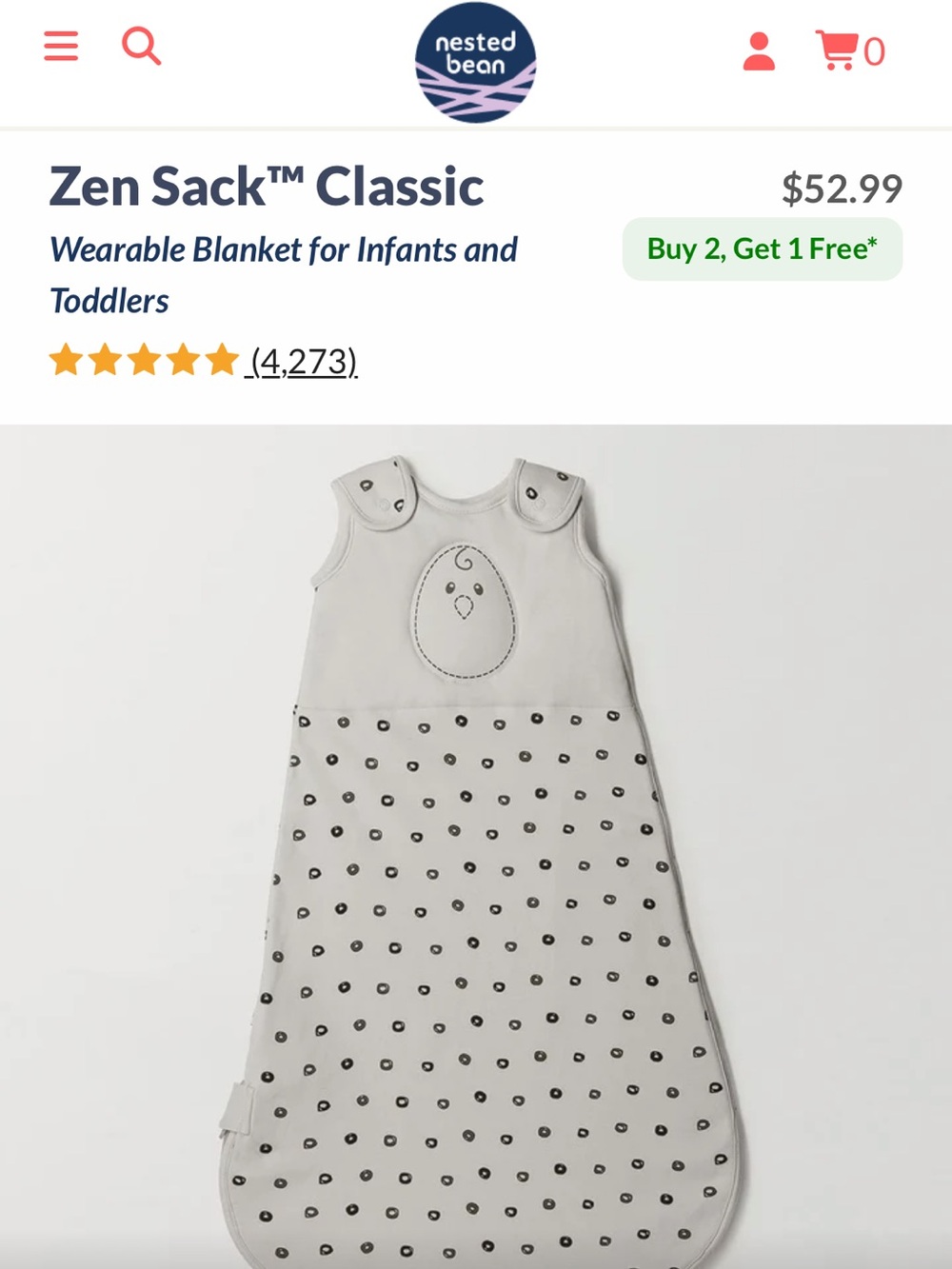 Nested Bean Zen Sack Classic Wearable Blanket